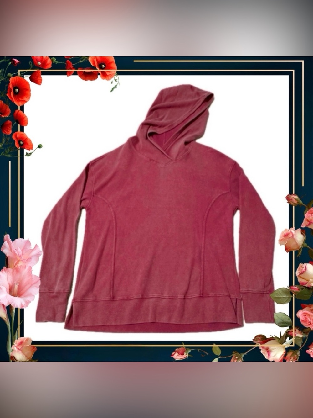 Hoodie - Jockey thermal hoodie - muted raspberry pink - waffle pattern - Small